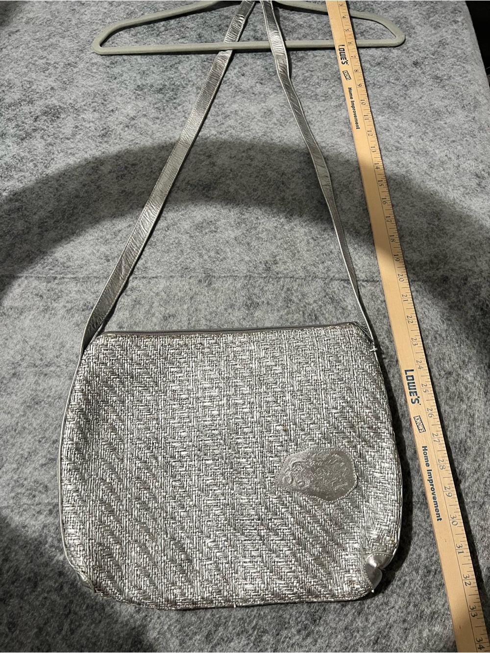 Carlos Falchi Silver Woven Crossbody Bag
